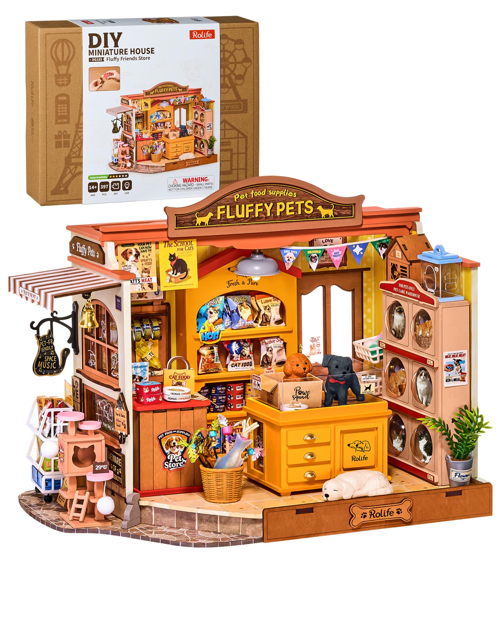 Amazon.com: Rolife Pet Store DIY Miniature Dollhouse Kit Creative